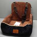 Dog Car Seat Bed 2 in 1 for Small/Medium Dogs up to 35 lbs,Adjustable Safety Leashes,Memory Foam with Soft Fabric Pets Travel Car Bed,Easily Installed in Front and Back seat,Removable and Washable. (Black outside Brown inside)