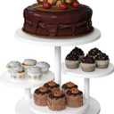 4 Tier Cupcake Stand, 360 Rotating Wood Cake Stand with Tiered Trays, Farmhouse Dessert Table Display Stands, Round Serving Tray Cupcake Tower for Party Wedding Birthday, White