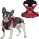 Tuff Pupper No Pull Easy Walk Dog Harness | Heavy Duty Pet Vest | Front & Back Leash Clips | Strong Safety Handle | Reflective Anti Pull Vest | Comfortable Padded Escape Proof Harness (Medium, Red) (Medium (Neck: 15-23" , Chest: 18-24"))