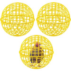 3 Pcs 15 Inch Yellow Ball Chicken Animals Cage, Plastic Rolling Orb Movable for Chickens Rabbits Birds Pigeons, Outdoor Farm Range Portable Round Coop Hutch Safety Globe Prevents Dog Bites