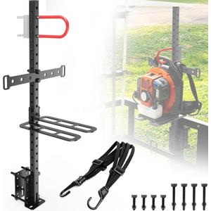Backpack Blower Rack for Trailers with Lock, Height Hold Base Adjustable Fits 16"-25" Blowers,Backpack Leaf Blower Rack Anti-Theft Design for Open Trailers (Black)