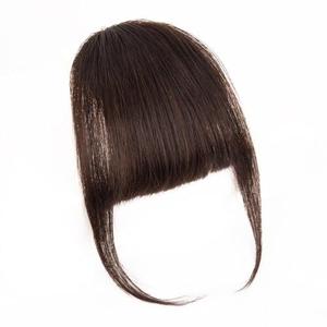 EINAEY Clip in Bangs 100% Real Human Hair, Darkest Brown Wispy Fake Bangs, Bangs Hair Clip & Clip On Bangs for Women, Fringe with Temples, Natural Blend