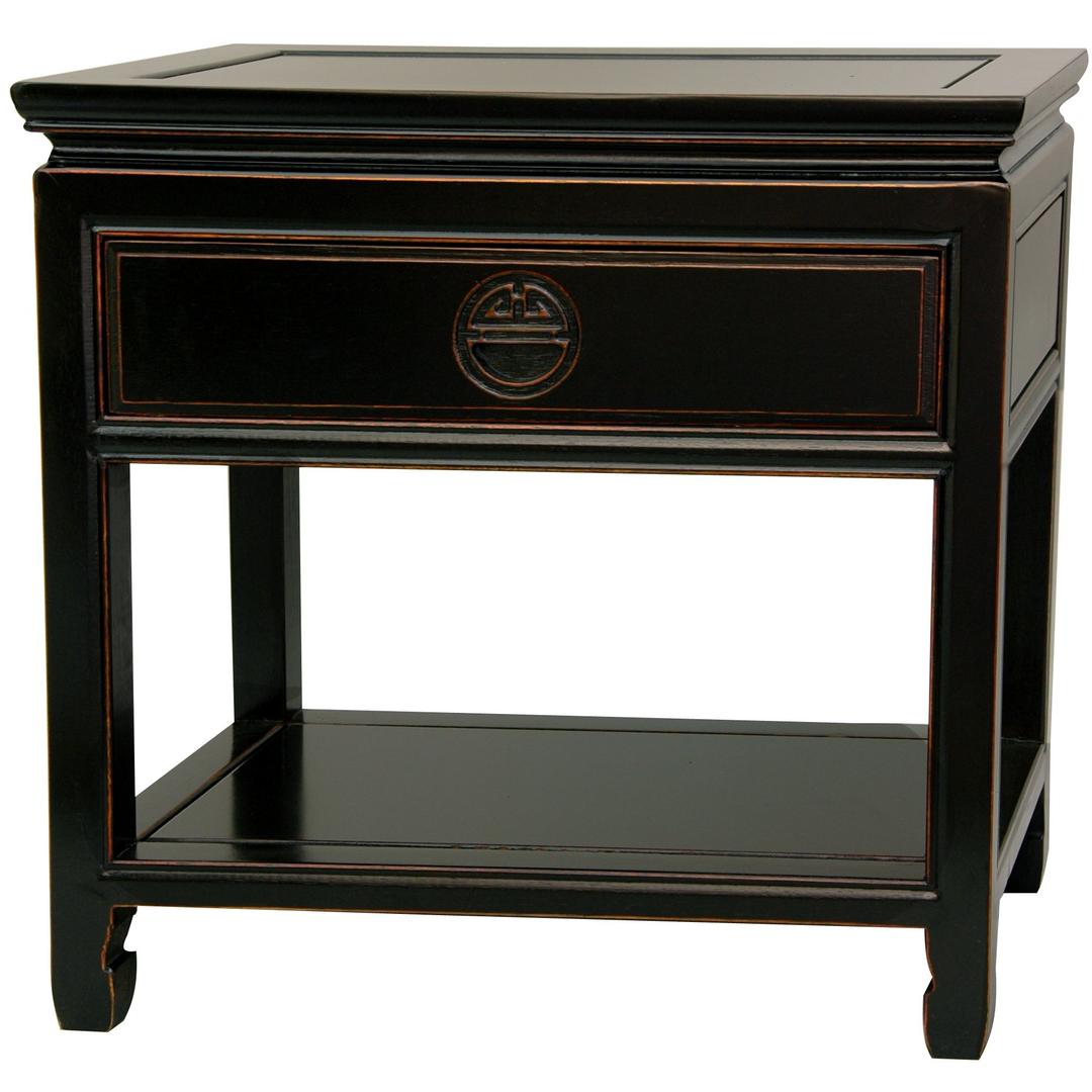 Red Lantern Elegant End Table - Antique Black 22"D x 14"W x 22"H