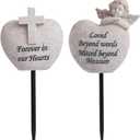 Angel and Cross Cemetery Grave VasesGrave Decorations for CemeteryMemorial Gifts for Loss of Loved - Set of 2 for Fresh/Artificial Flowers Headstones Vases with Removable Stakes White