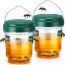 Qualirey 2 Pcs Wasp Traps for Outdoors Wasp Killer Hanging Bee Traps Reusable Fly Bee Killer for Indoor Outdoor Patio Garden Home (Green)