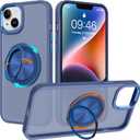 ZIYE Blue Case for iPhone 14 Case with Stand [Compatible with MagSafe] Slim Heavy Duty Protection Military Grade Shockproof Magnetic Cover with 360 Rotatable Ring Kickstand for Women Men