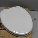 Mayfair Linden Slow Close Toilet Seat, Non Slip Heavy Duty Wood, Easy Install, Elongated, White