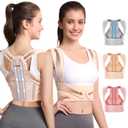 Posture Corrector for Women and Men: Improve Posture Correct Hunchback Slouching Invisible Under Clothes - Adjustable Lightweight Upper Back Brace for Neck Shoulder & Upper Back Pain Relief (M/L Under Bust 32"-45") (Beige)