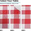 Hiasan Red and White Checkered Tablecloth Square for Outdoor Picnic, Dining,Spring Party - Water Resistant Washable Polyester Plaid Table Cloth, 60 x 60 Inch