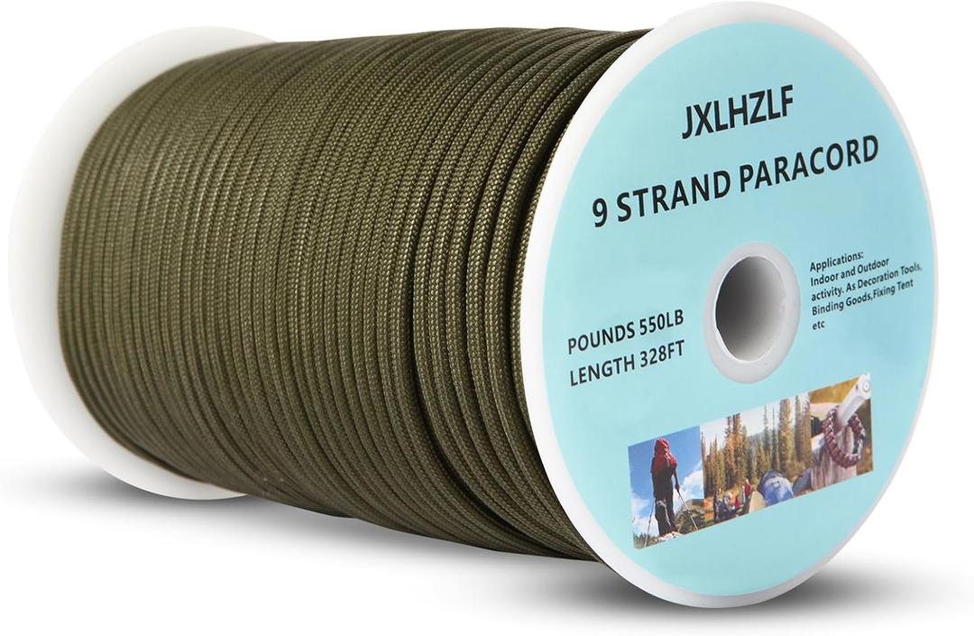 Paracord 550Lb,9 Strand Paracord Rope 328ft Parachute Cord for Outdoor Camping Hiking Survival,Army Green