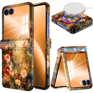 Hekodonk for Galaxy Z Flip 7 Case,[Compatible with MagSafe][Built-in Screen Protector][Hinge Protection],Magnetic Slim Shockproof Women Girls Case for Samsung Galaxy Z Flip 7,Hot Orange