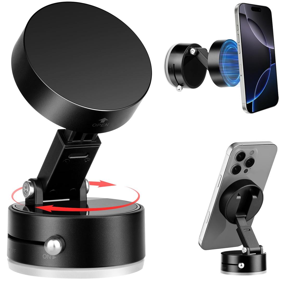Vacuum Magnetic Suction Phone Mount Holder for Car/Gym/Mirror(Gray Black)