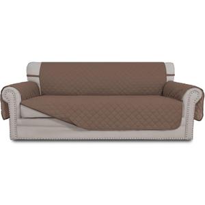 Easy-Going Reversible Couch Cover for 3 Cushion Couch Sofa Cover for Dogs Water Resistant Furniture Protector Cover with Foam Sticks Elastic Straps for Pet Cat (Sofa, Brown/Brown)