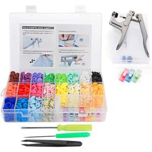 Lemonfilter Snap Button with Snap Pliers Kit, 400 Sets Snap Fastener T5 Plastic No-Sew Buttons, Starter Fasteners Poppers Press DIY Studs Kits for Sewing Clothing & Diapers Rain Coat Crafting