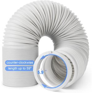 Portable Air Conditioner Hose Kit 5.9" Dia 59" Length Universal AC Hose with Adapter Flexible Exhaust Hose and AC Unit Tube Connector for Portable Air Conditioner Vent AA06