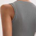 Women's High Neck Tank Top Crop 2025 Slim Fitted Ribbed Crew Neckline Sleeveless Tanks for Going Out (Gray, XS)