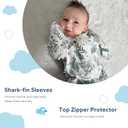 ZIGJOY Baby Transitional Swaddles for Newborns: 0.5 Tog Arms Up Sleep Sack 6-12 Months Soft Cotton Shark Fin 2 Way Zipper