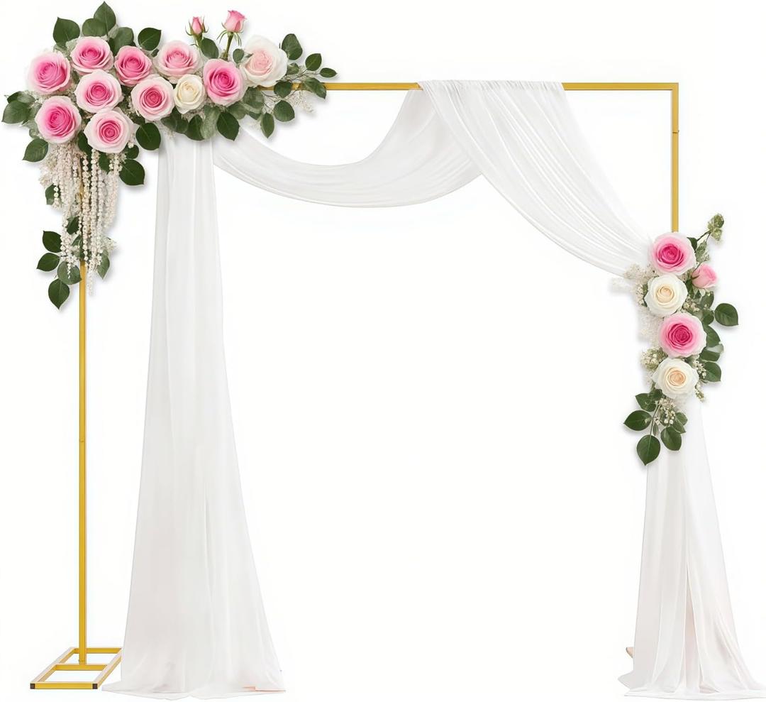 GIB 6.5FT Heavy Duty Backdrop Stand with Base, Gold Metal Square Wedding Arch Balloon Frame Background Decor for Shower Birthday Parties Anniversary Ceremony Decoration