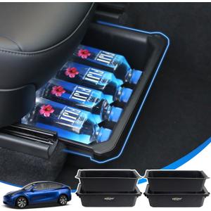GEEDAR 2 Pack Tesla Model Y Under Seat Storage Box Organizer, Upgraded ABS + TPE Double Layer Hidden Storage Box, Washable Underseat Storage Organizer fit Tesla Model Y Accessories 2021-2024