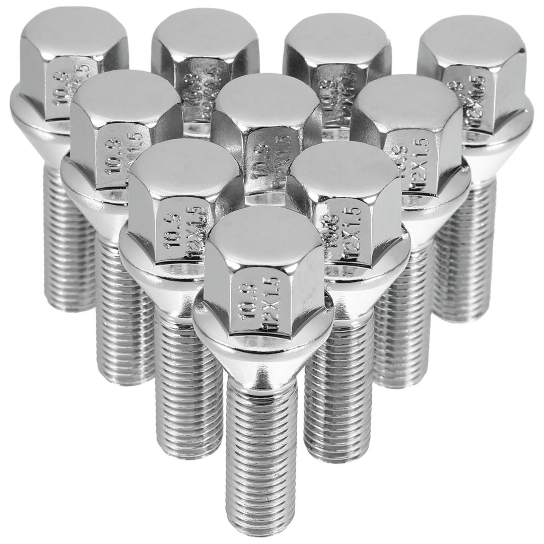 uxcell M12 x 1.5 Hexagon Wheel Bolts, Silver Tone, Galvanised Steel, Automotive Wheel Bolts, 10pcs