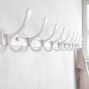 SKOLOO Wall Mounted Coat Rack - 10 Hooks, Heavy Duty, Stainless Steel, Metal Wall Hangers, Sturdy Coat Hooks for Hanging Coats, Jacket, Clothes, Hat, White