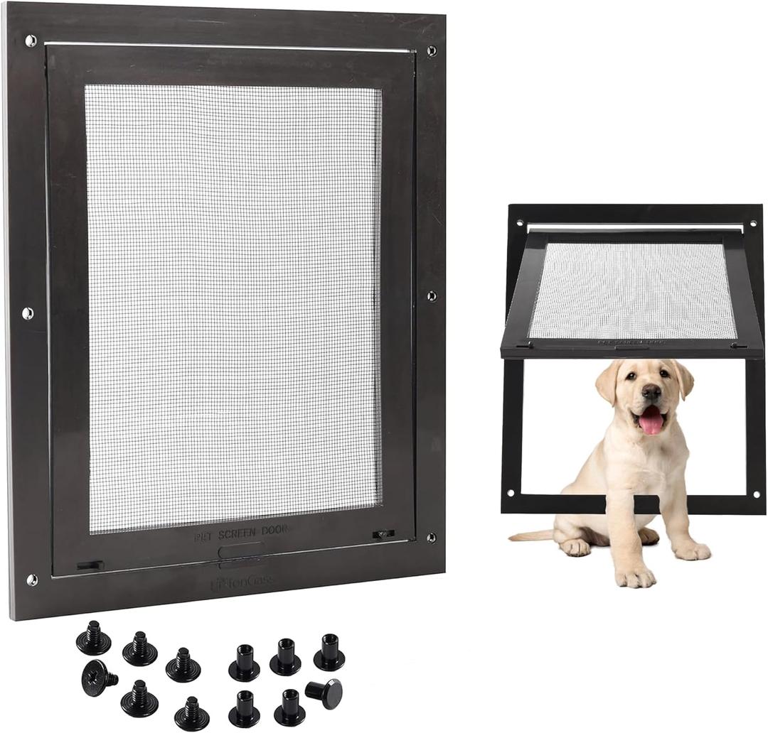 TonGass 7.87" x 9.84" Pet Screen Door Flap Compatible with Doggy Fits Dogs & Cats Under 30 Lbs, Small Dog Doors Flaps, Cat Screen Window Door Flap for Exterior Porch Screen and Window Screen - Black