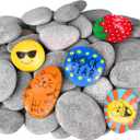 River Rocks for Painting 60 Pcs Large 2-3 Inch Flat Smooth Painting Stones Craft Rock to Paint for Kids Crafts Painting Bulk