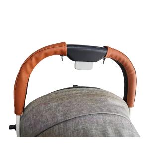 MINILUJIA Soft Smooth Leather Bumper Handlebar Sleeve Protect Case for Baby Stroller Dustproof Protect Cover with Zipper Close One Pair (brown1)