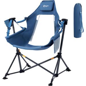 Portal Hammock Camping Chair Heavy Duty 400lbs - Breathable Mesh Outdoor Swinging Chair with Adjustable Recline & Headrest Pillow, Portable Hammock Chair for Camping Beach Sports Events, Blue