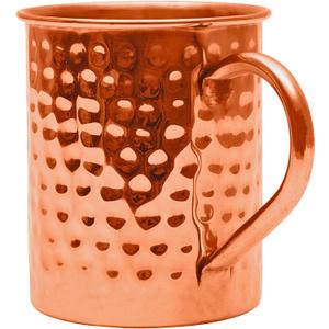 Copper Mules PURE Copper Mug RAW Cups Interior Ideal for Ayurvedic Health Benefits and Moscow Mules - Hand Hammered Finish - Authentic and Strong Riveted Handle - Holds 16oz