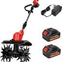 Cordless Electric Tiller for Gardening, Garden Tiller, Cordless Cultivator, Rototiller, 800W Brushless Motor w/ 2X 6.0Ah Batteries, 9" Tilling Width & 6.6" Depth, 360 RPM, 4 Steel Blades, Hand Tiller