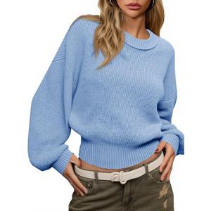 Saodimallsu Womens Batwing Long Sleeve Sweaters Casual Crewneck Loose Chunky Knit Fall Pullover Tops