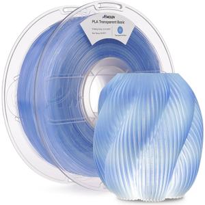 AMOLEN 3D Printer Filament Crystal PLA Transparent 1.75mm, Crystal Blue Clear Printing, Low Warping & No-Bubbles, Dimensional Accuracy +/- 0.02 mm, Fits Most FDM 3D Printers, 1kg Spool(2.2lbs)
