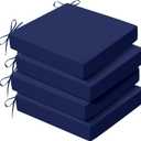 Outdoor Chair Cushions set of 4, 19x19x3 Inch Waterproof & Fade Resistant Patio Furniture Seat Cushions with Ties, Square Outdoor Dining Chair Cushions for Lawn, Garden, Deck & Yard, Navy Blue