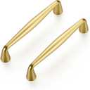 Ravinte 10 Pack 3-3/4 Inch Brushed Brass Kitchen Cabinet Handles Solid Zinc Alloy Cabinet Pulls Cupboard Hardware Drawer Handles