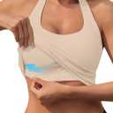 Womens Tank Tops Sexy Halter Neck Going Out Tops Summer 2026 Trendy Backless Workout Shirts Sleeveless Y2k Clothes, Nude, Medium
