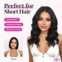 KooKaStyle 14 Inch Clip in Hair Extensions, 6 Pieces Short Hair Extensions,Wavy Synthetic Hairpieces Invisible Lace Weft, Natural Looking Lightweight Thick Hair Pieces for Women Daily Wear, Black