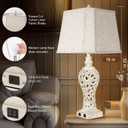 LuxSight Collection 32" Tall Table Lamps Set of 2 - Bedside Lamp with Fabric Shades - for Bedroom and Living Room with USB and Nightlight - Perfect for Nightstands and Bedrooms - Bulbs Included