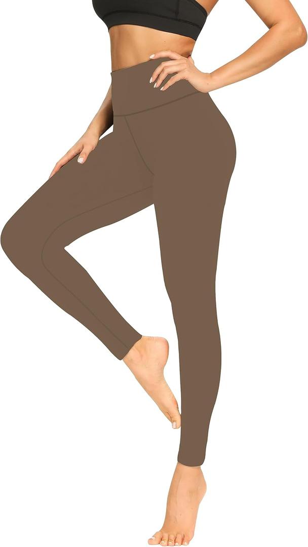 FULLSOFT Soft Leggings for Women - High Waisted Tummy Control No See Through Workout Yoga Pants (Small-Medium, B-coca Moncha)