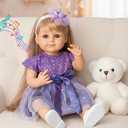 Interactive Talking Reborn Baby Doll – 22” Realistic Newborn Girl That Sings, Tells Stories & Responds to Phrases, Full Vinyl Soft Body, Brushable Blonde Hair, Outfit & Accessories – Gift for Kids 3+