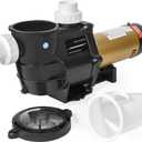 XtremepowerUS 2HP In-Ground Swimming Pool Pump Dual Speed High Flow 2" Inlet 230V High Flo 2-Speed w/ Slip-On Fitting Adapter, 5,820 GPH with Filter Basket