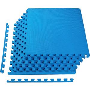 BalanceFrom Puzzle Exercise Mat with EVA Foam Interlocking Tiles for MMA, Exercise, Gymnastics and Home Gym Protective Flooring, Multiple Sizes and Colors (Blue)