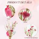 WDS WONDROUS 6Pcs Valentine's Day Artificial Flowers, 15.7 Inch Tulip Heart Stems with Pink White Berries for Vase Centerpiece, Wedding Home Decor