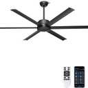 Ohniyou 60" Ceiling Fan No Light - Industrial Fan Remote & APP Control, Quiet DC Motor, Indoor/Outdoor Ceiling Fan for Patio, Shop, Garage, Aluminum Blades, Black
