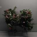 30 Inch Outdoor Christmas Tree Frosted Urn Filler 2 Set, Pre-lit Artificial Xmas Tree with 50 LED Lights, Realistic Carolina Pine and Berries for Pathway, Porch, Driveway, Yard (White)