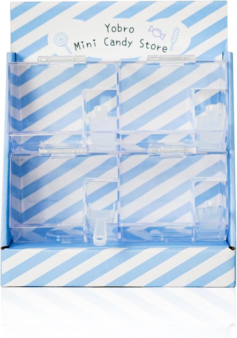 YOBRO Mini Candy Store - Retro Candy Dispenser with Scoops, Acrylic Candy Organizer for Home, Office, Parties, Fun Sweet Storage Solution (Blue)