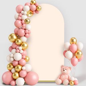 6.6FT Wedding Arch Backdrop Cover, Beige Spandex Arch Covers Stretchy Backdrop for Wedding, Birthday, Party, Baby Shower, Ceremony Banquet Decoration