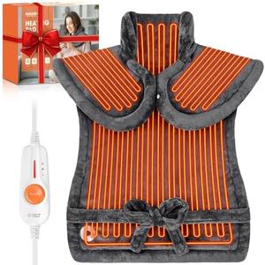 Boileau Weighted Heating Pad for Neck and Shoulders and Back, 24"x33" Large Electric 3 Heating Levels Heat Pad for Pain Relief, 2-Hour Auto Shut Off, ETL & FCC Certified, Gray