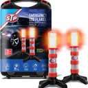 XTREME STP LED Road Flares, 3 Alert Lighting Modes: Flashing Red, Solid Red & White Flashlight, Emergency Flares for Vehicles, Visible From Up To A Mile, Foldable Stand/Built-In Magnet Sticks To Car
