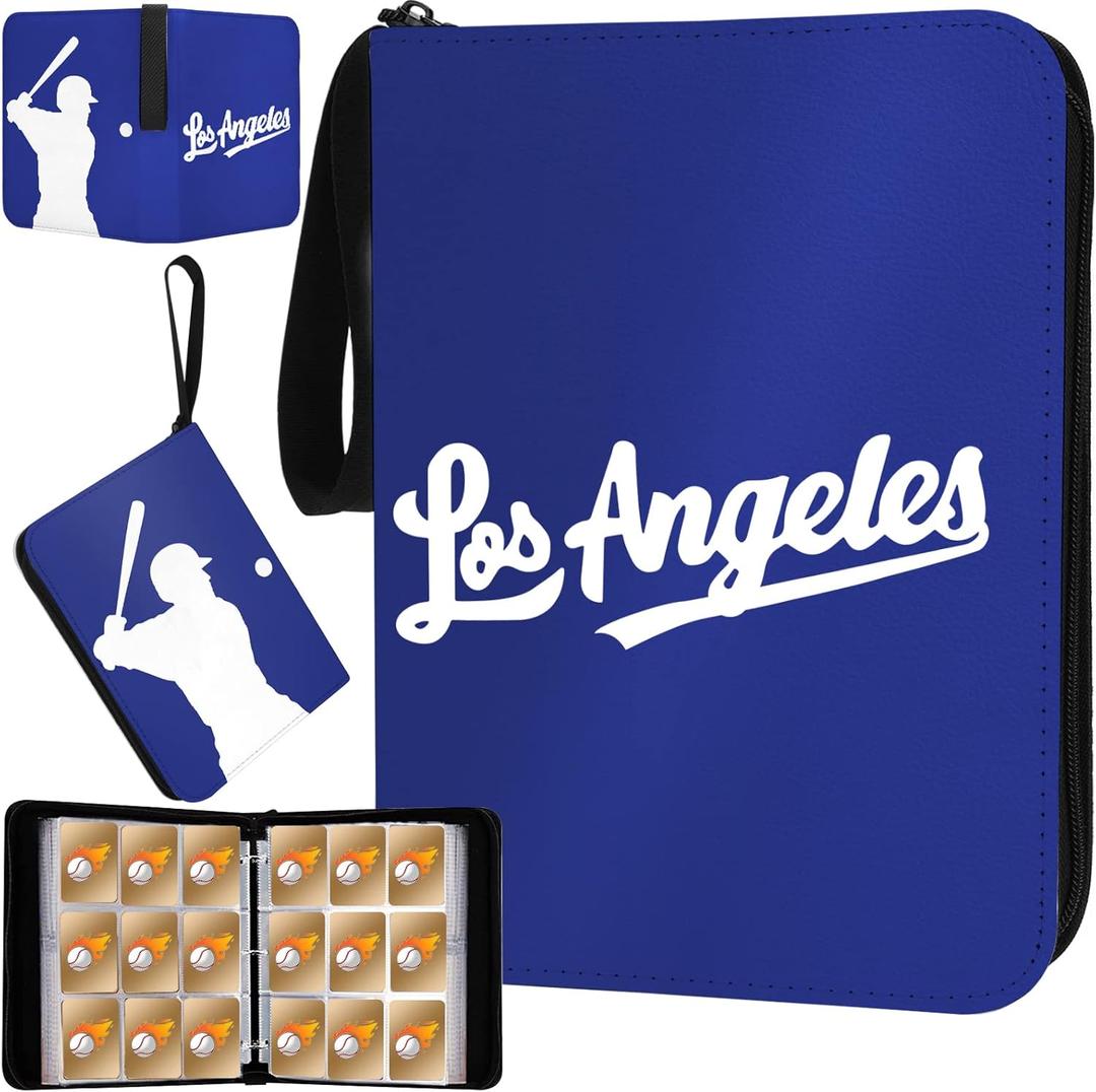 Baseball Card Binder with Sleeves 900 Pocket, Los Angeles Baseball Card Holder for Trading Cards Baseball Collector Album Sports Card 3 Ring Binder Storage Book Folder Organizer for Kids Gift